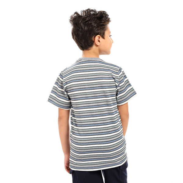 slip on front stitched boys t-shirt - blue