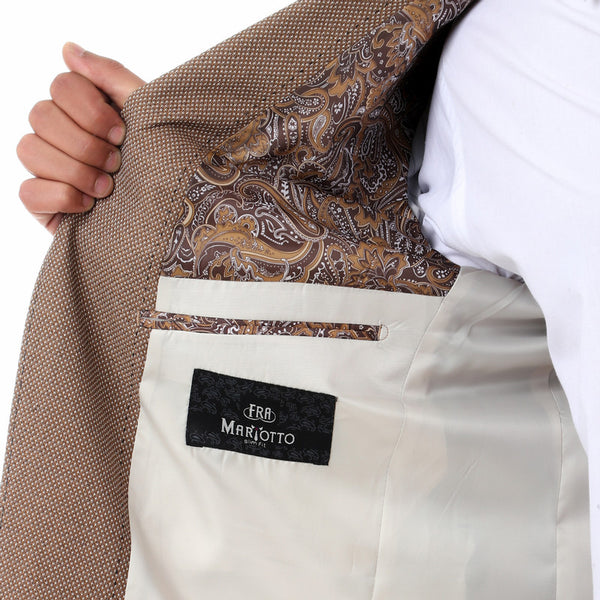 self patterned elegant slim fit blazer - brown - beige