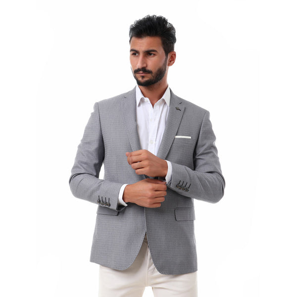 self patterned elegant slim fit blazer - grey
