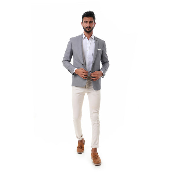 self patterned elegant slim fit blazer - grey