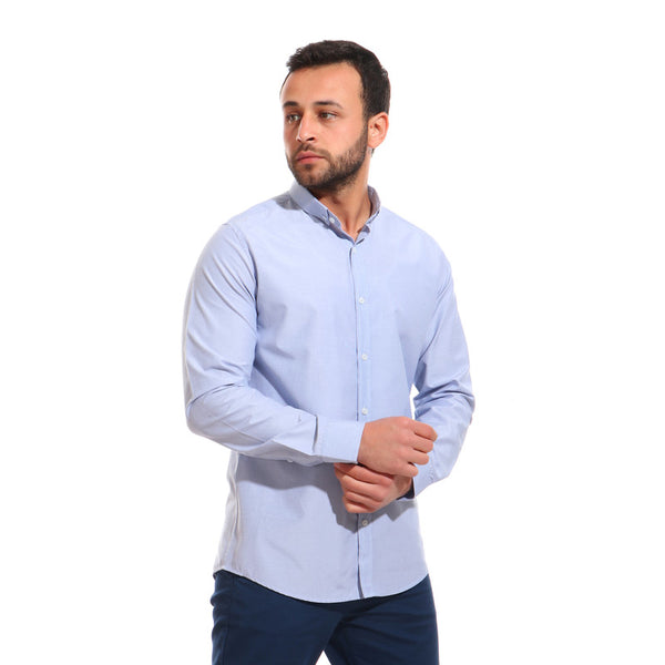 thin striped full sleeves shirt - blue - white