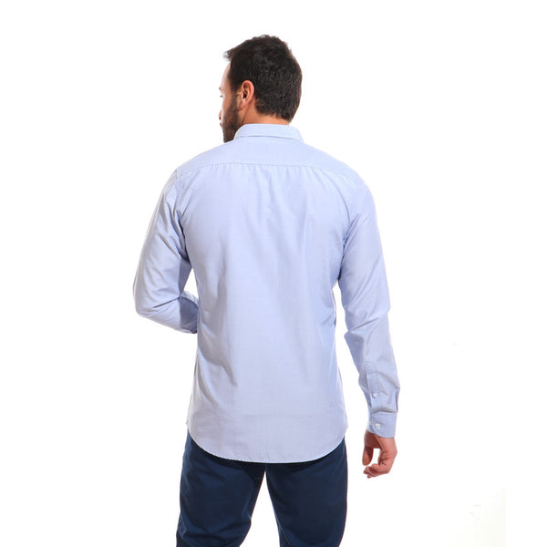 قميص رقيق مخطط بأكمام كاملة - أزرق - أبيض