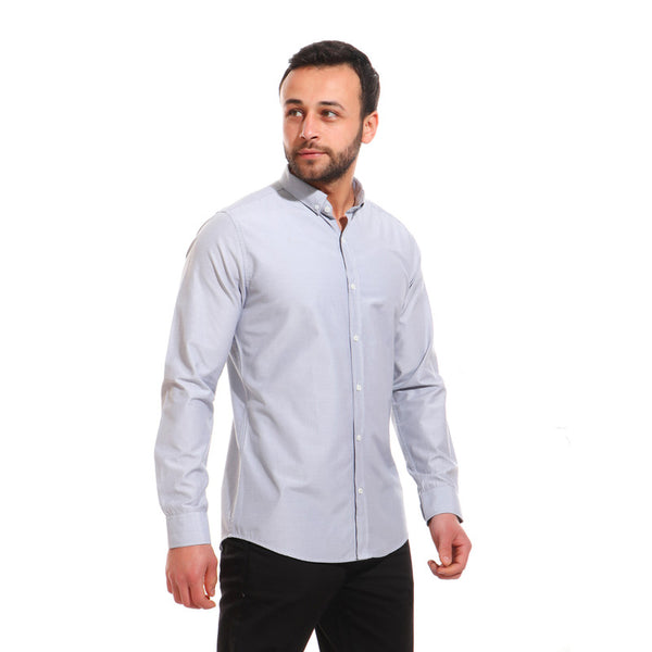 thin striped full sleeves shirt - navy blue - white