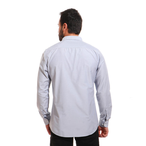 thin striped full sleeves shirt - navy blue - white