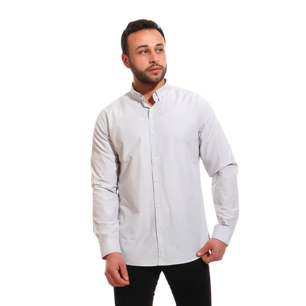 Plus Size Turn Down Collar Houndstooth Shirt - Grey & White