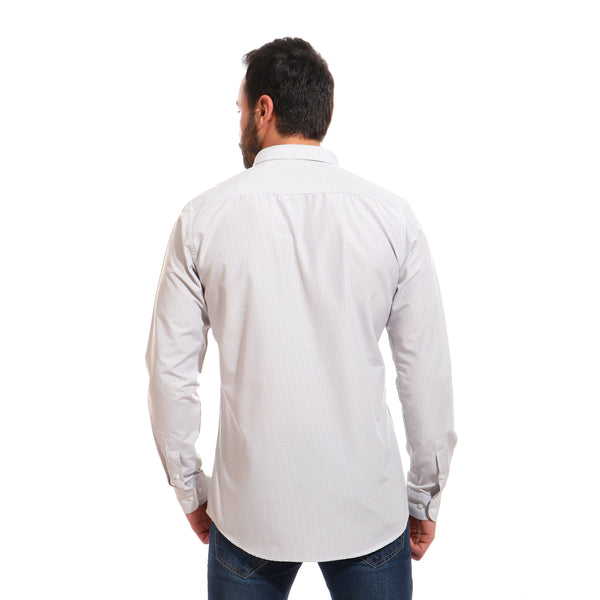 casual button closure regular fit shirt - grey - beige