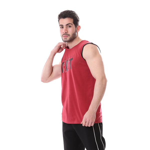 "Always_Trust"_Printed_Tank_Top_-_Maroon_Red