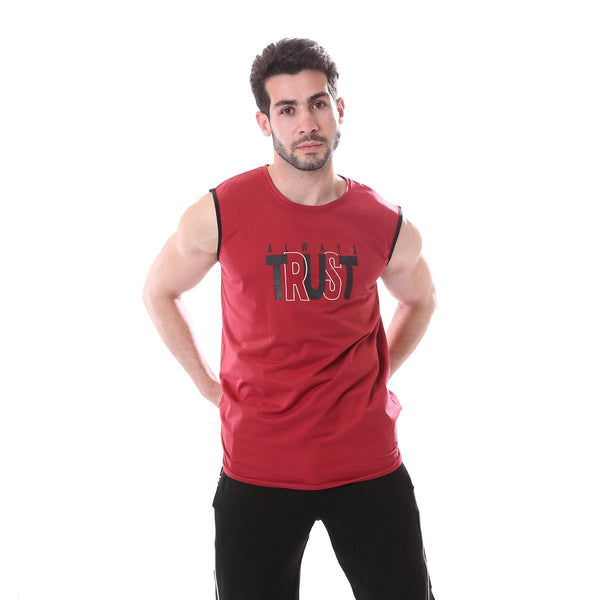"Always_Trust"_Printed_Tank_Top_-_Maroon_Red