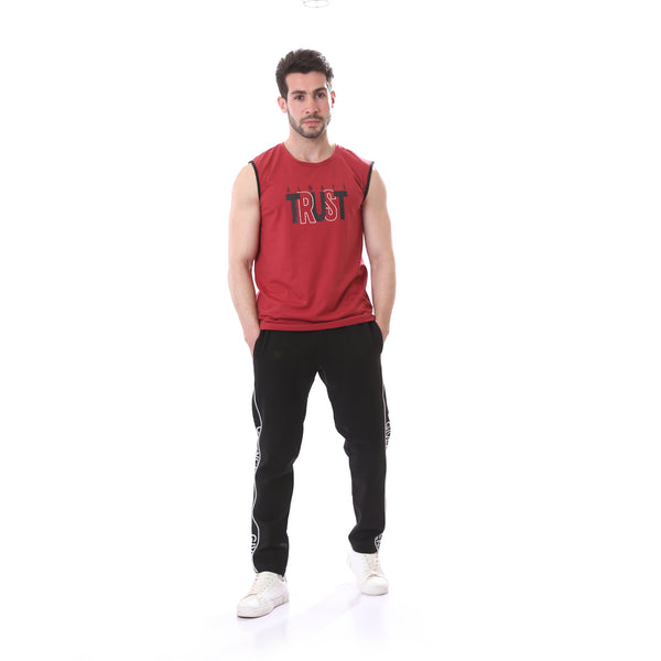 "Always_Trust"_Printed_Tank_Top_-_Maroon_Red