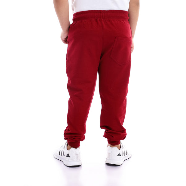Boys Comfy Plain Cotton Pants - Burgundy