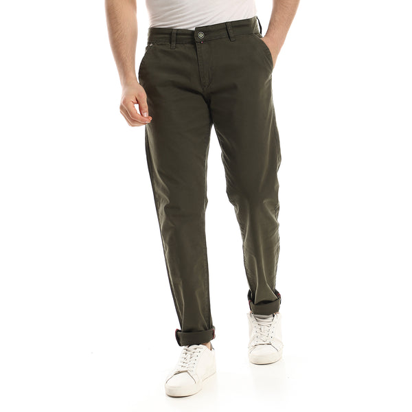 Regular Fit Casual Gabardine Men Pants - Olive – Andora
