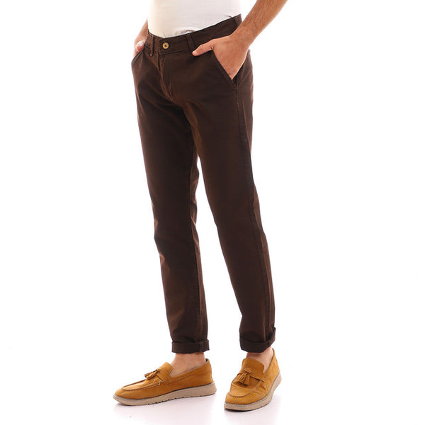 Casual Solid Regular Fit Pants - Brown