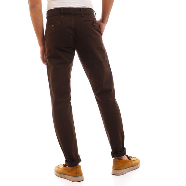 Casual Solid Regular Fit Pants - Brown