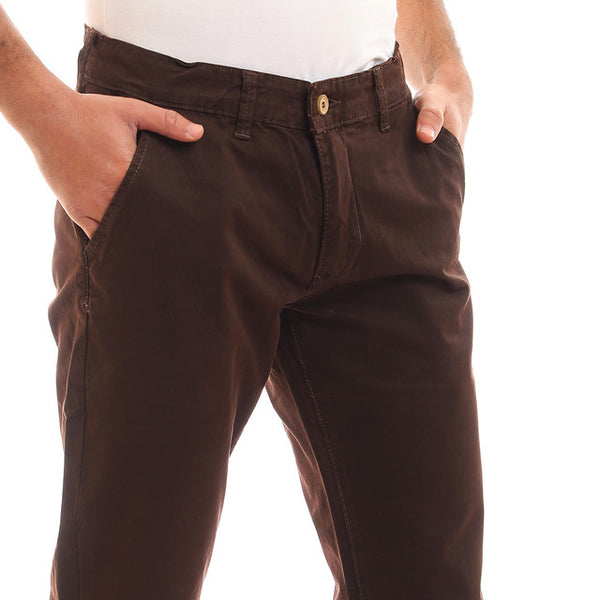 Casual Solid Regular Fit Pants - Brown