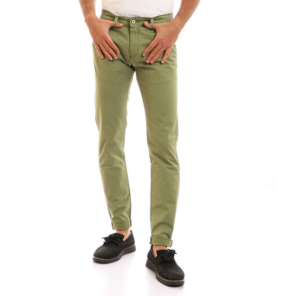 Casual Solid Regular Fit Pants - Light Olive