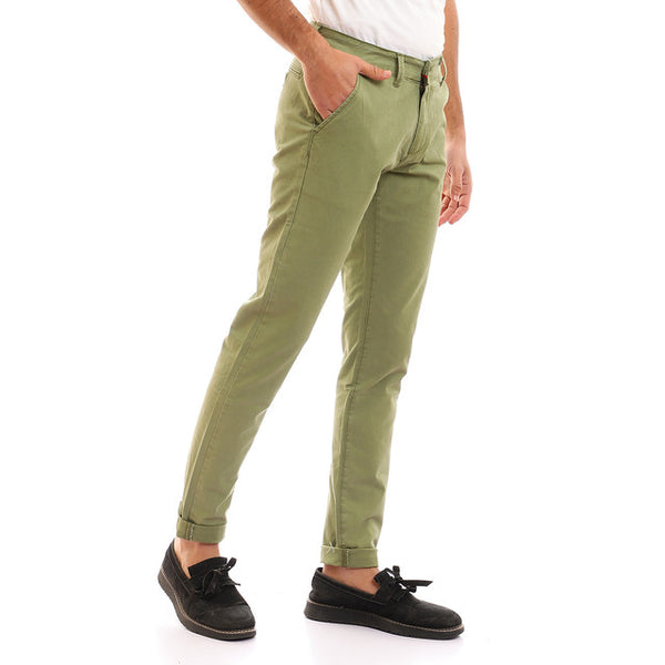 Casual Solid Regular Fit Pants - Light Olive