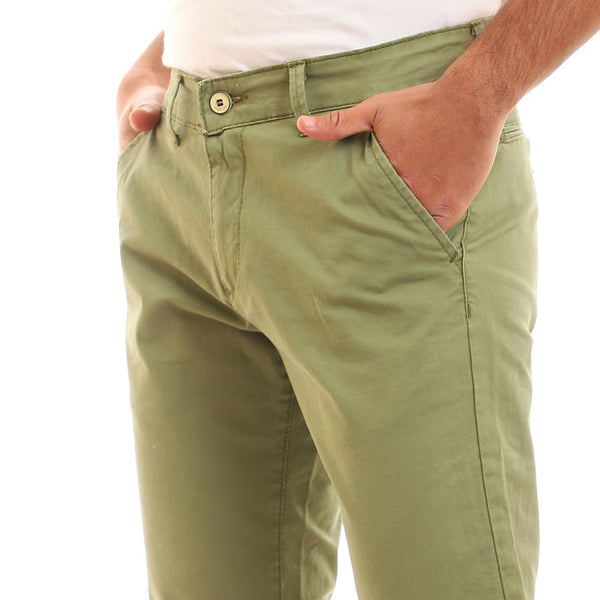 Casual Solid Regular Fit Pants - Light Olive