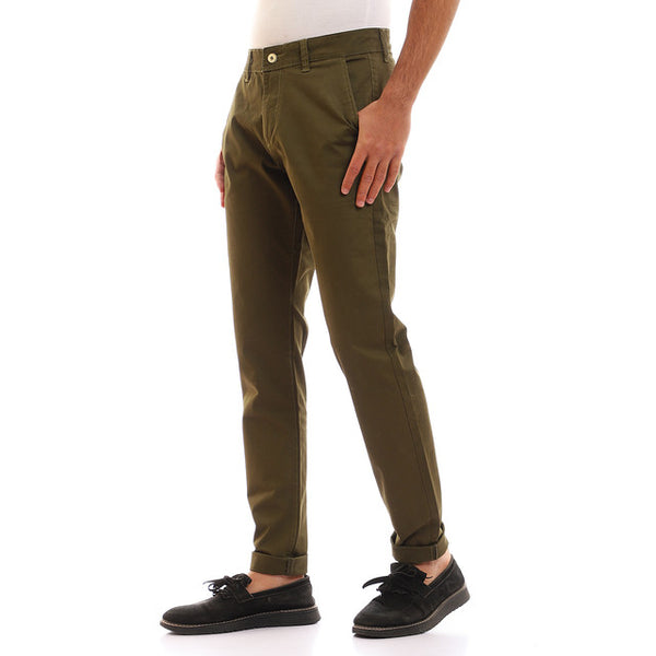 Casual Solid Regular Fit Pants - Olive