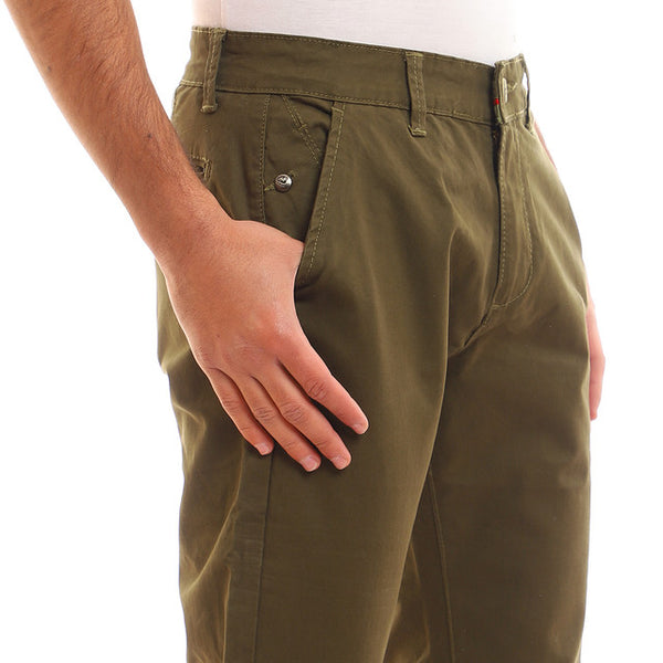 Casual Solid Regular Fit Pants - Olive