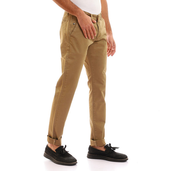Casual Solid Regular Fit Pants - Coffee