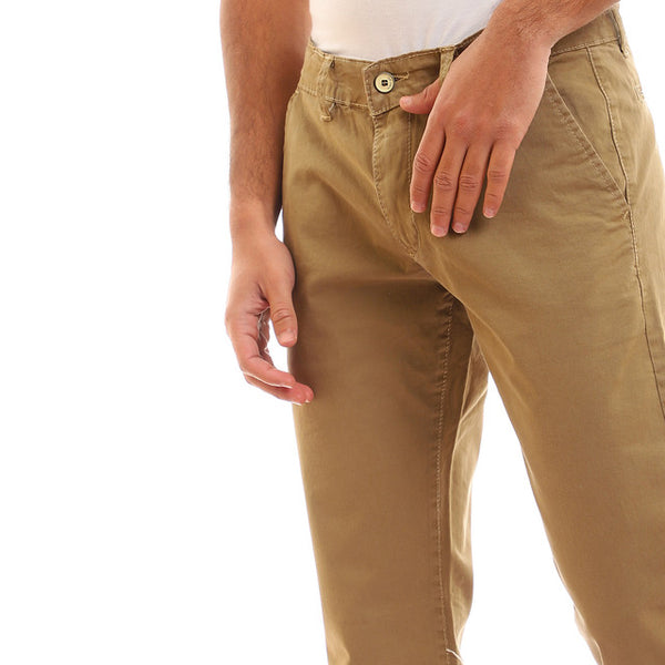 Casual Solid Regular Fit Pants - Coffee