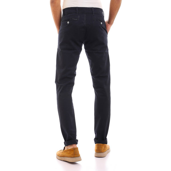 Casual Solid Regular Fit Pants - Navy Blue