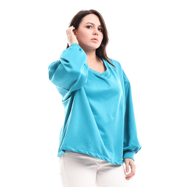 Inner Fleece Loose Fit Sweatshirt - Turquoise