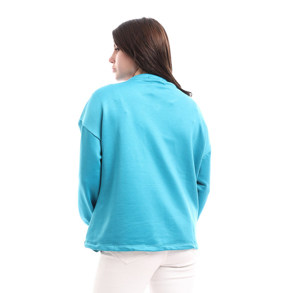 Inner Fleece Loose Fit Sweatshirt - Turquoise
