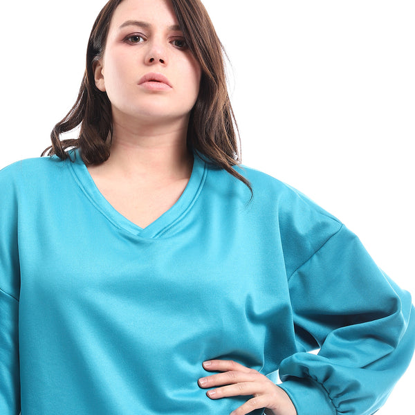 Inner Fleece Loose Fit Sweatshirt - Turquoise