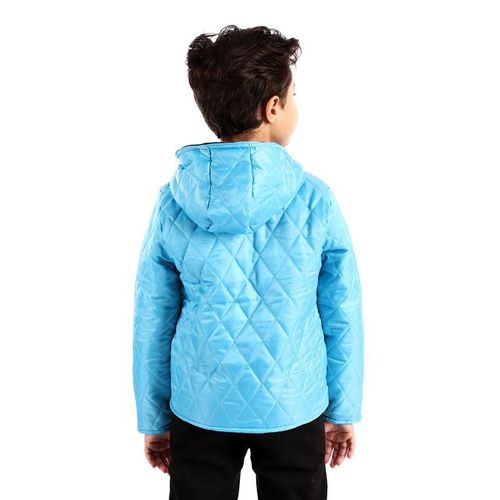 Boys Double Face Zipped Jacket - Black & Turquoise