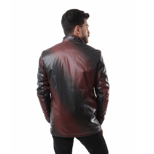 fashionable zipper jacket - burgundy