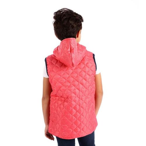 Boys Double Face Vest - Navy Blue & Coral