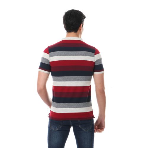 Wild Stripes Short Sleeves Polo Shirt - Maroon