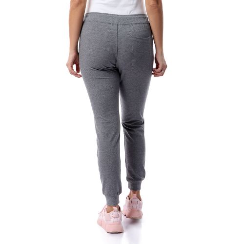 Solid Elastic Waist With Drawstring Sweatpants - Heather Dark Grey