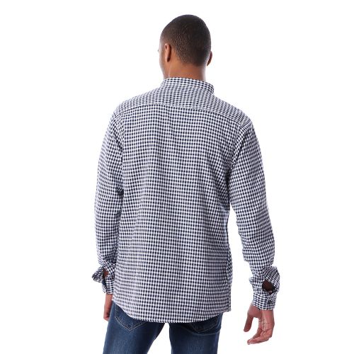 Buttons Down Gingham Navy Blue & White Shirt