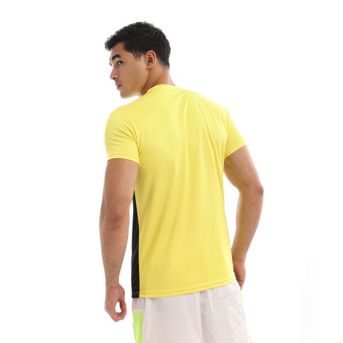 Short Sleeves Yellow & Black Sportive Tee