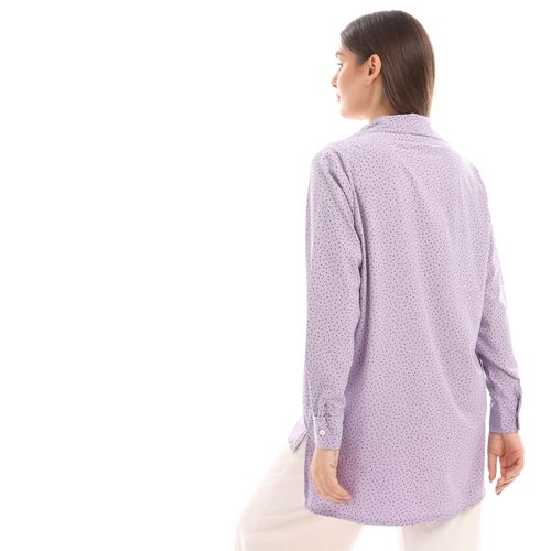 Long Sleeves Tiny Dotts Pattern Shirt - Mauve