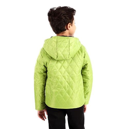 Boys Double Face Zipped Jacket - Black & Green