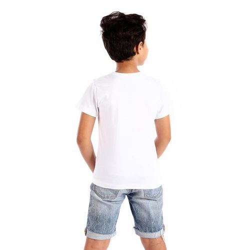 Boys Summer Printings Slip On T-shirt - White