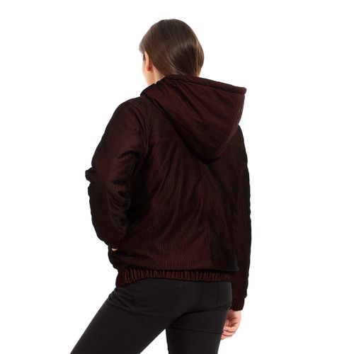 Padded Hooded Zipper Jacket - Dark Burgundy