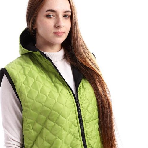 Double Face Hooded Vest - Green & Black