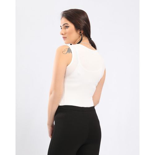 Solid Sleeveless Off White Slip On Basic Top