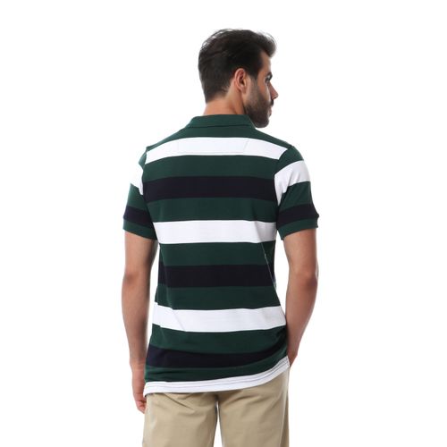 Casual Stripe Polo Shirt - Green