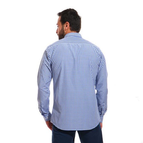 Basic Checkered Buttoned Long Sleeves Shirt - Royal Blue