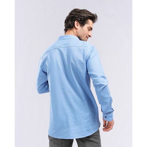 Self Stitched Long Sleeves Shirt - Cornflower Blue