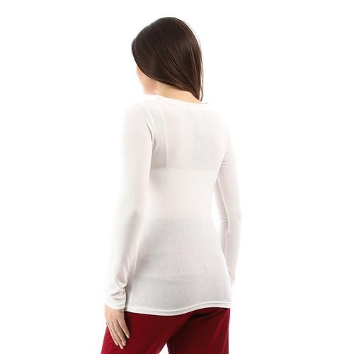 Ribbed Slip On Fashionable Top - Off White