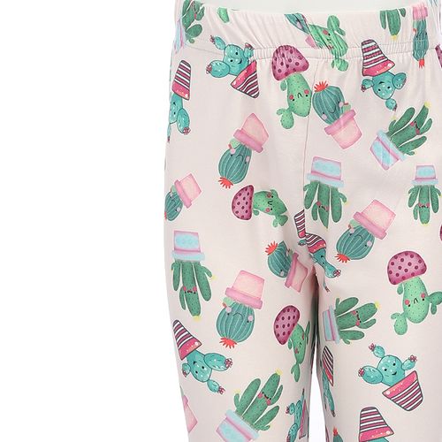 Girls Cactus Sleeveless Slip On Pajama Set - Pink