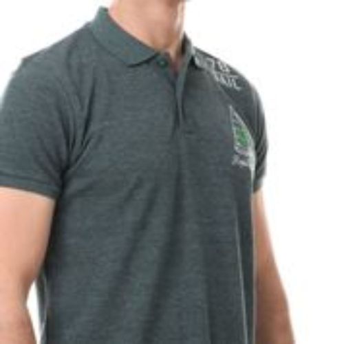 Pique & Front Stitched Cotton Polo Shirt - Heather Olive