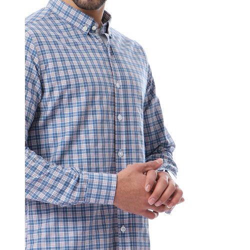Basic Plaids Casual Buttoned Shirt - Steel Blue