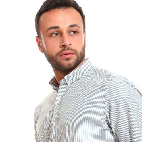 striped_turn_down_collar_cotton_shirt_-_green_-_white